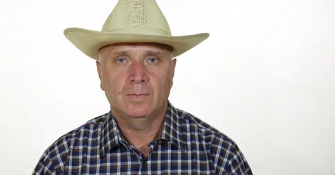 Farmer Man Interview Confident Attitude Looking Straight Camera Press Conference Stock Footage 54415075