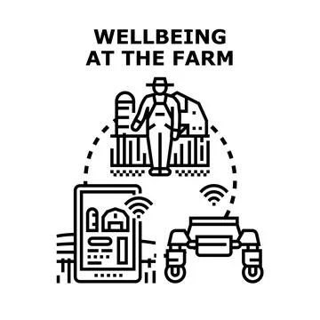 Farmer managing smart agriculture using digital technologies Stock Illustration