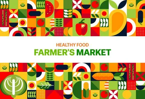 Farmer market poster with vegetables pattern Stock Illustration