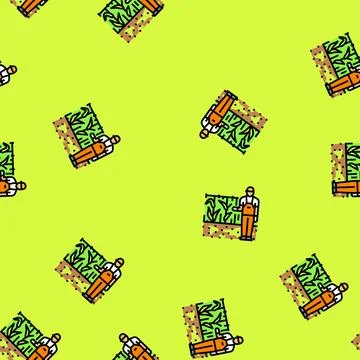 Farmer near contaminated crops vector seamless pattern Stock Illustration
