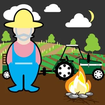 Farmer Night Stock Illustration