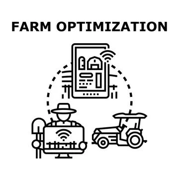 Farmer optimizing agriculture using smart technology concept Stock Illustration