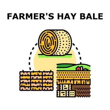 Farmer processing hay for livestock feeding concept Stock Illustration