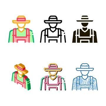 Farmer profession icon vector styles outline Stock Illustration