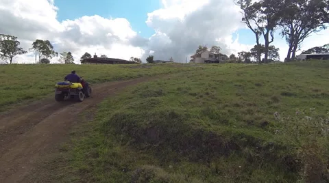 Farmer on Quad Bike Stock Footage 42122589