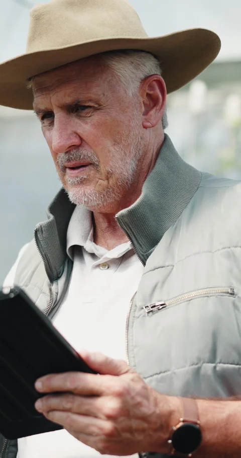 Farmer, quality check and man with tablet in farm, agriculture and crop Stock Footage 336636915