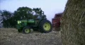 Farmer Round Baling Hay HD Footage