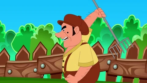 Farmer is running in the grass ground Stock Footage 303684469