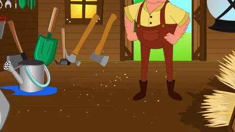 Farmer searching something in the tools room Stock Footage 303684473