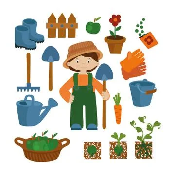 Farmer set vector icons Stock Illustration