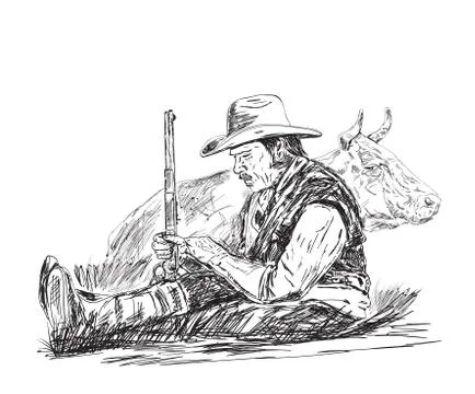 Farmer is sleeping Stock Illustration