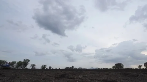 Farmer sowing seeds with automatic seed cum fertilizer drill machine Stock Footage 77459943