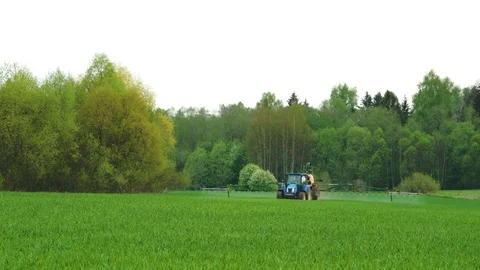 Farmer spreading a Cornfield Stock-Footage 84961218