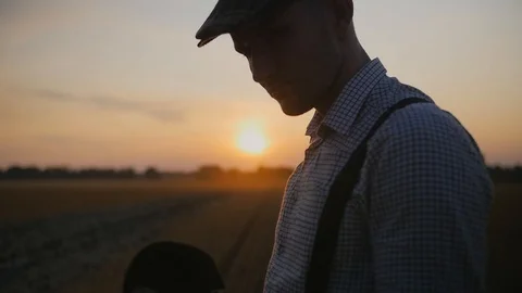 Farmer standing with a shovel Stock Footage 113177997
