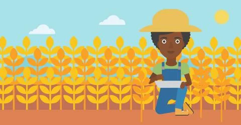 Farmer with tablet computer on field Stock Illustration