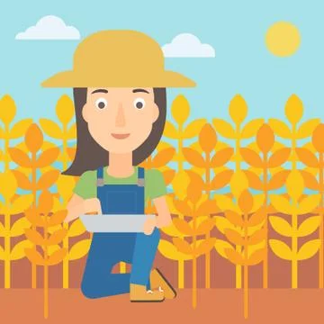 Farmer with tablet computer on field Stock Illustration