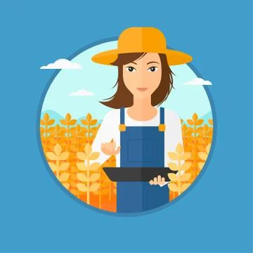 Farmer with tablet computer on field Stock Illustration