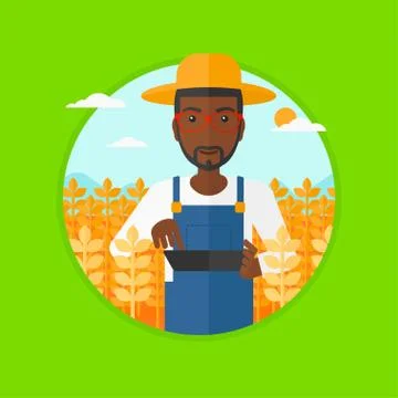 Farmer with tablet computer on field Stock Illustration