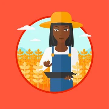 Farmer with tablet computer on field Stock Illustration