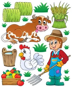 Farmer theme set - illustration. Stock Illustration