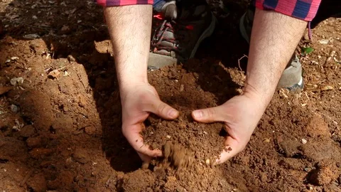 Farmer touching soil and checking its quality Stock Footage 106367680