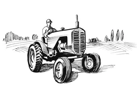 Farmer on tractor Stock Illustration