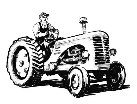 Farmer on tractor Illustrazione stock