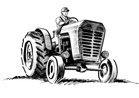 Farmer on tractor Stock-Illustration