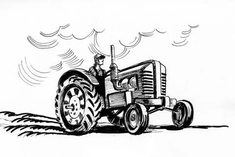 Farmer on tractor Stock Illustration