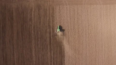 Farmer in tractor preparing land with seedbed cultivator Video stock 72594748