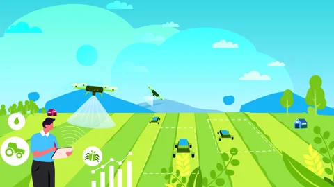 Farmer Using Automated Watering Drone 2 Stock Footage 315059475
