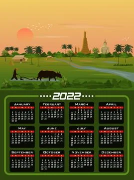 A farmer is using buffalo to shovel the soil in a rice field Stock Illustration