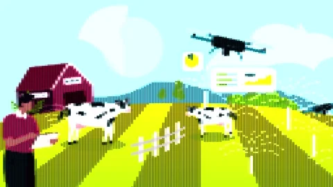 Farmer Using Drone for Farm 16 Bit Concept Stock Footage 315062960