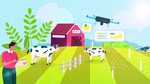 Farmer Using Drone for Farm Vídeos de archivo 315063114