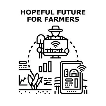 Farmer using smart technology for agricultural innovation 스톡 일러스트