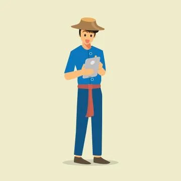 Farmer using a tablet Illustrazione stock