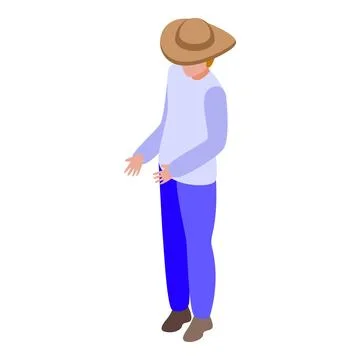 Farmer wearing hat gesturing isometric icon Stock Illustration