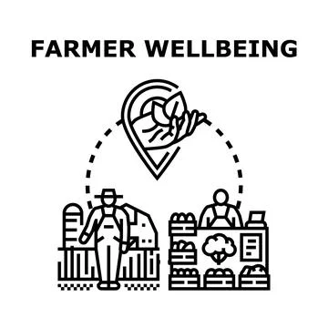 Farmer wellbeing concept vector illustrating local agriculture Stock Illustration