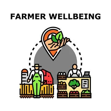 Farmer wellbeing concept vector illustrating local agriculture Stock Illustration