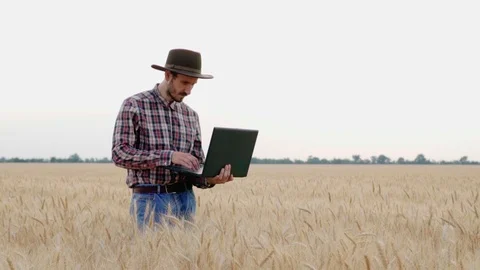 Farmer in wheat field Stock Footage 110817479