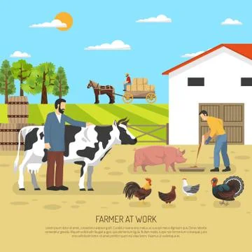 Farmer At Work Background Stock Illustration