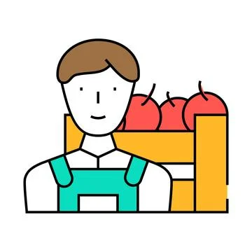Farmer worker flat icon color illustration 库存插图
