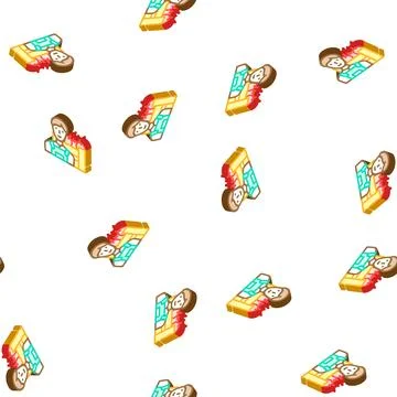 Farmer worker glyph icon seamless pattern color Stock Illustration