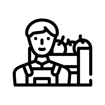 Farmer worker line icon vector illustration flat Stock Illustration