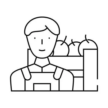 Farmer worker line icon vector illustration flat Stockillustratie