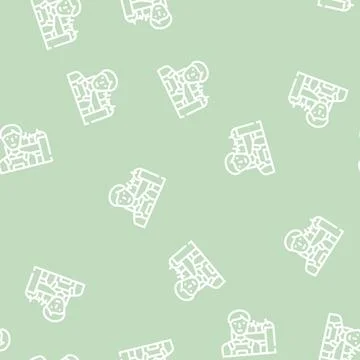 Farmer worker line vector seamless pattern flat Illustrazione stock