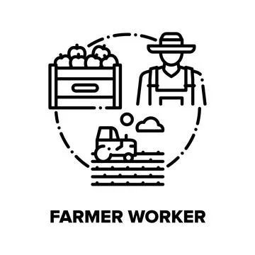 Farmer Worker Vector Concept Black Illustrations 스톡 일러스트