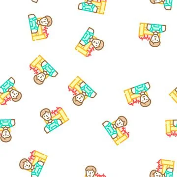 Farmer worker vector seamless pattern Stock Illustration