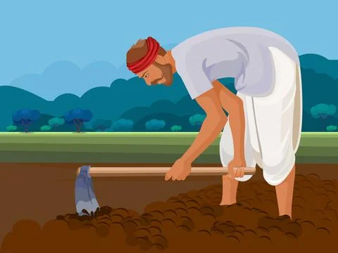 Farmer working in the agriculture field Stock Illustration