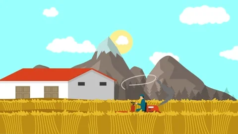 The Farmer Is Working On Field In The Morning Video stock 160053322